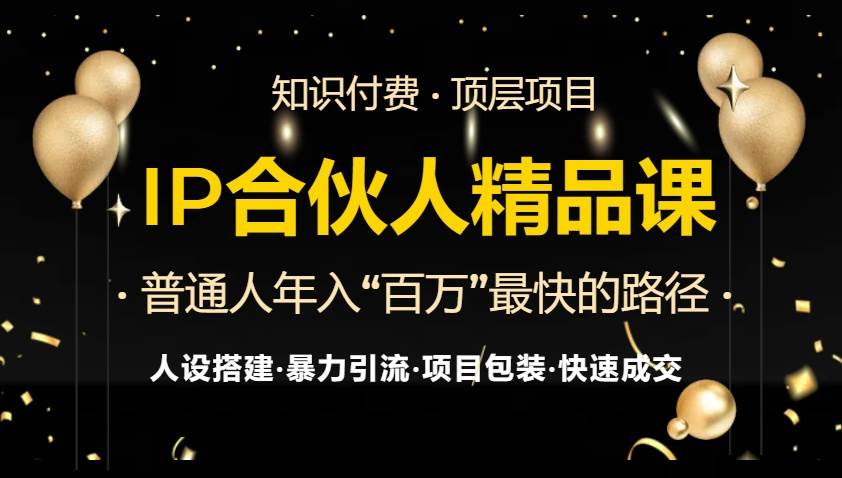 （13297期）IP合伙人最新精品课程，知识付费全流程+最强引流术+小白避坑指南-耐玩网创