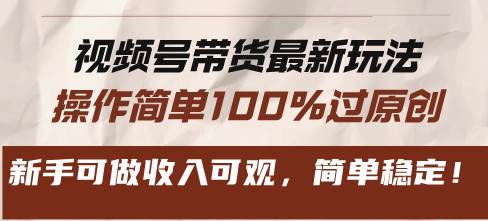 （13337期）视频号带货最新玩法，操作简单100%过原创，新手可做收入可观，简单稳定！-耐玩网创