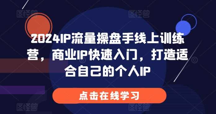 2024IP流量操盘手线上训练营，商业IP快速入门，打造适合自己的个人IP-耐玩网创