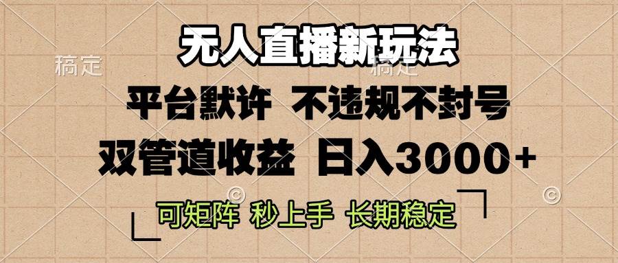 （13374期）0粉开播，无人直播新玩法，轻松日入3000+，不违规不封号，可矩阵，长期…-耐玩网创