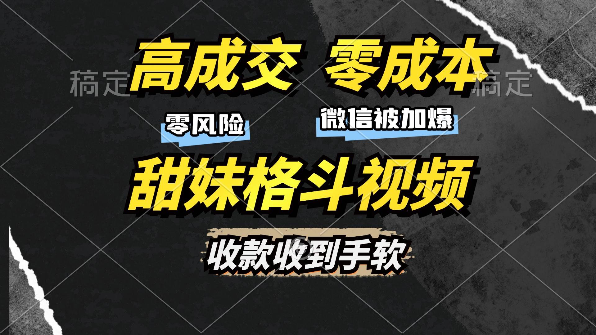 （13384期）高成交零成本，售卖甜妹格斗视频，谁发谁火，加爆微信，收款收到手软-耐玩网创