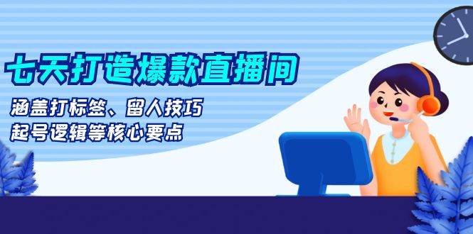 七天打造爆款直播间：涵盖打标签、留人技巧、起号逻辑等核心要点-耐玩网创