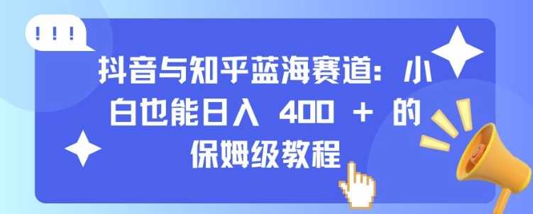 抖音与知乎蓝海赛道：小白也能日入 4张 的保姆级教程-耐玩网创