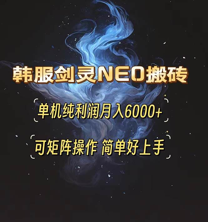 （13435期）韩服剑灵NEO搬砖攻略，单机纯利润月入6000+ 可矩阵操作，简单好上手。-耐玩网创
