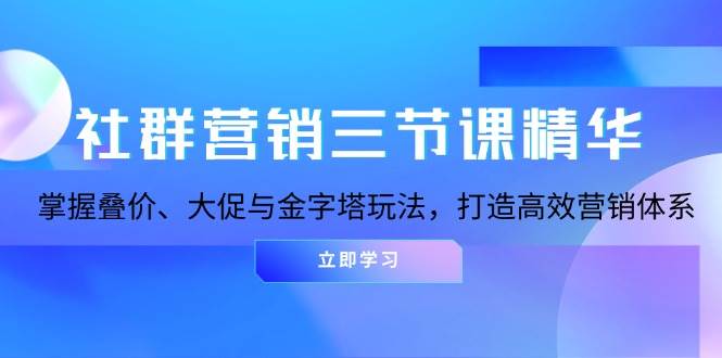 社群营销三节课精华：掌握叠价、大促与金字塔玩法，打造高效营销体系-耐玩网创