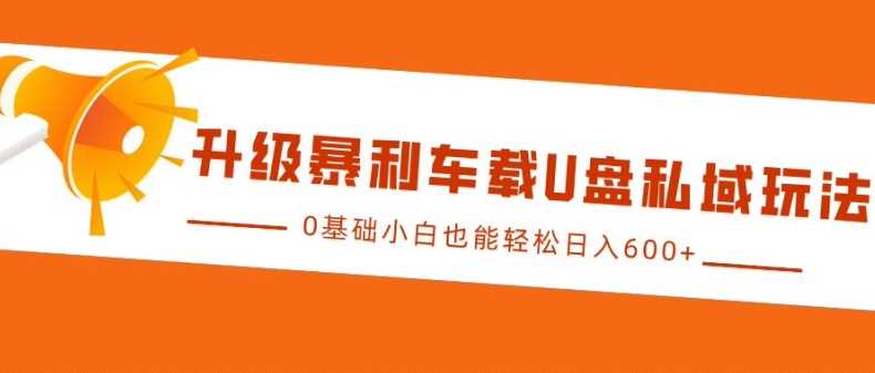 升级暴利车载U盘私域玩法，0基础小白也能轻松日入多张【揭秘】-耐玩网创