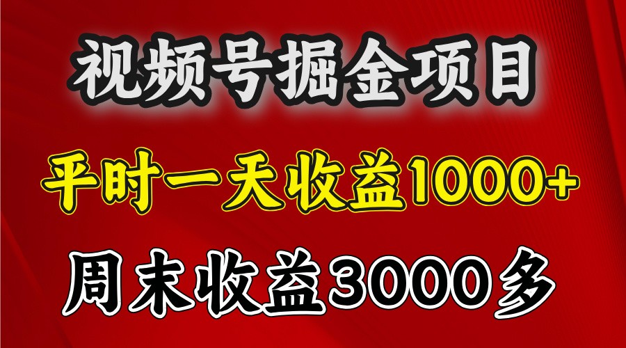 一天收益1000+ 视频号掘金，周末收益会更高些-耐玩网创