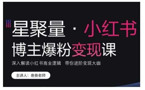 小红书博主爆粉变现课，深入解读小红书商业逻辑，带你进阶变现大咖-耐玩网创
