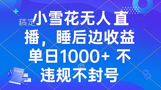 （13491期）小雪花无人直播 睡后收益单日1000+ 零粉丝新号开播 不违规 看完就会-耐玩网创