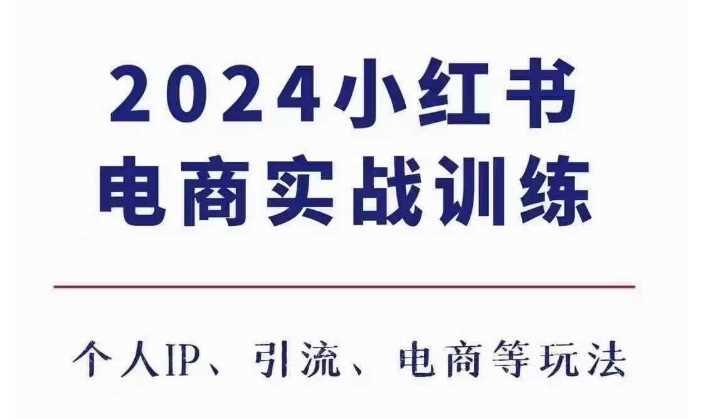 2024小红书电商3.0实战训练，包含个人IP、引流、电商等玩法-耐玩网创