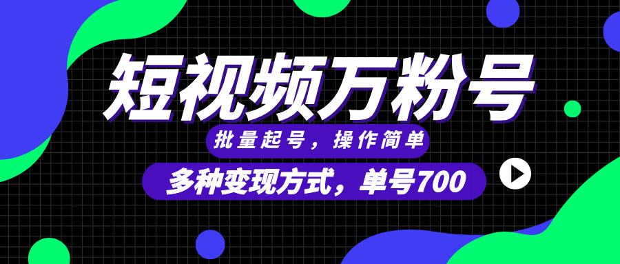 （13497期）短视频快速涨粉，批量起号，单号700，多种变现途径，可无限扩大来做。-耐玩网创