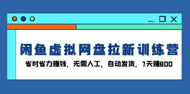 （13524期）闲鱼虚拟网盘拉新训练营：省时省力赚钱，无需人工，自动发货，7天赚800-耐玩网创