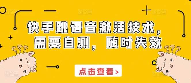 快手跳语音激活技术，需要自测，随时失效-耐玩网创