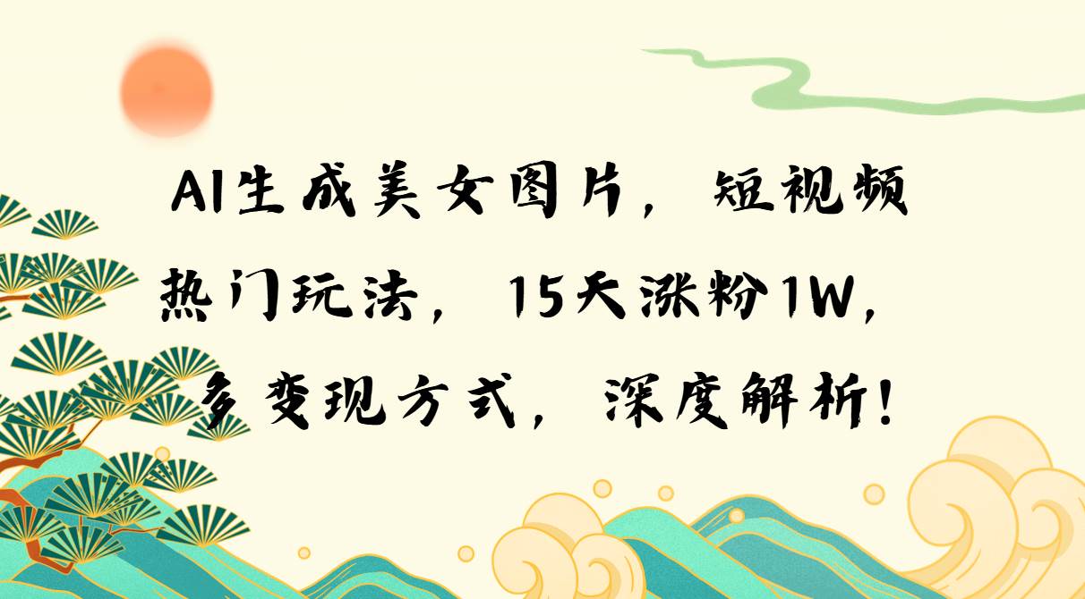 （13581期）AI生成美女图片，短视频热门玩法，15天涨粉1W，多变现方式，深度解析!-耐玩网创