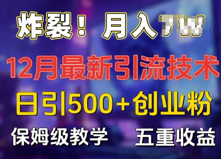 炸裂!揭秘12月最新日引流500+精准创业粉，多重收益保姆级教学-耐玩网创