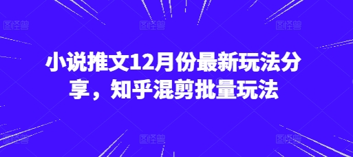 小说推文12月份最新玩法分享，知乎混剪批量玩法-耐玩网创