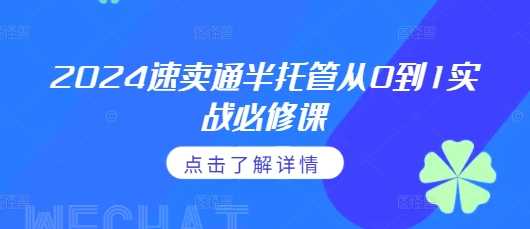 2024速卖通半托管从0到1实战必修课，掌握通投广告打法、熟悉速卖通半托管的政策细节-耐玩网创