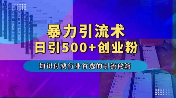 暴力引流术，专业知识付费行业首选的引流秘籍，一天暴流500+创业粉，五个手机流量接不完!-耐玩网创