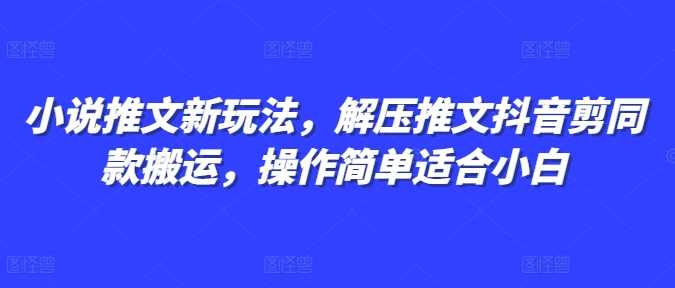 小说推文新玩法，解压推文抖音剪同款搬运，操作简单适合小白-耐玩网创