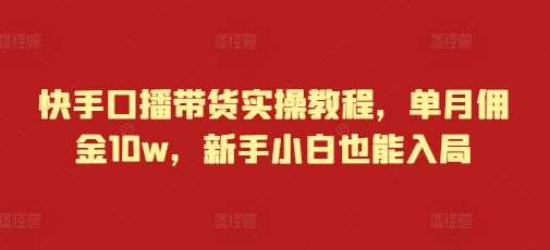 快手口播带货实操教程，单月佣金10w，新手小白也能入局-耐玩网创