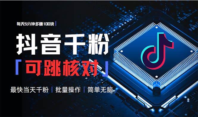（13704期）抖音跳核对涨千粉，每天5分钟多赚100元，可批量操作，简单无脑有手就行-耐玩网创