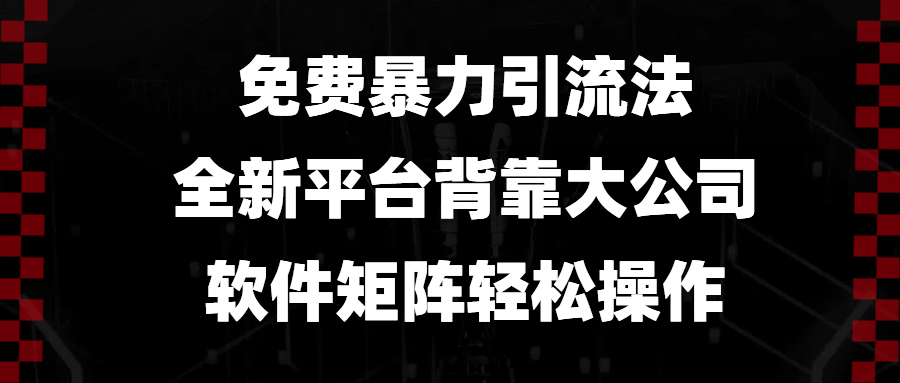 （13745期）免费暴力引流法，全新平台，背靠大公司，软件矩阵轻松操作-耐玩网创