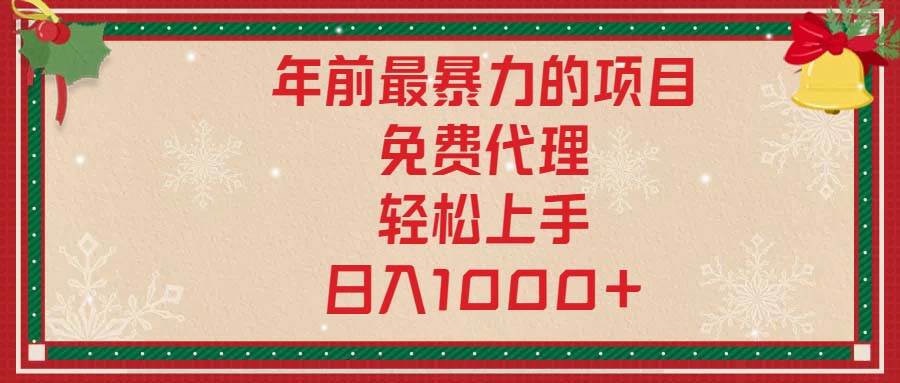 （13773期）年前最暴力的项目，免费代理，轻松上手，日入1000+-耐玩网创