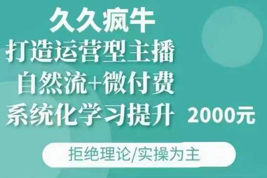 久久疯牛·自然流+微付费(12月23更新)打造运营型主播，包11月+12月-耐玩网创