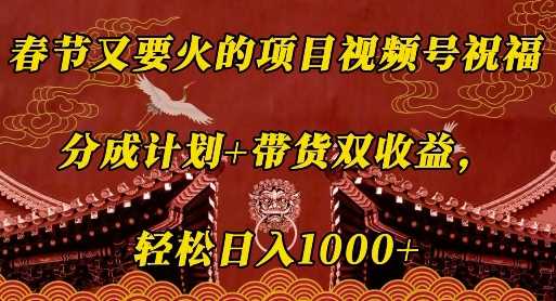 春节又要火的项目视频号祝福，分成计划+带货双收益，轻松日入几张【揭秘】-耐玩网创