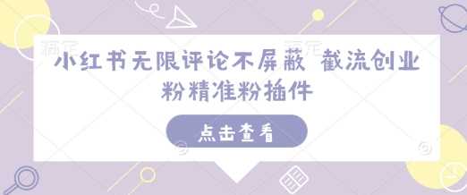 小红书无限评论不屏蔽 截流创业粉精准粉插件-耐玩网创