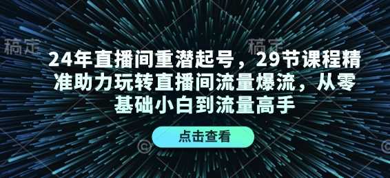 24年直播间重潜起号，29节课程精准助力玩转直播间流量爆流，从零基础小白到流量高手-耐玩网创