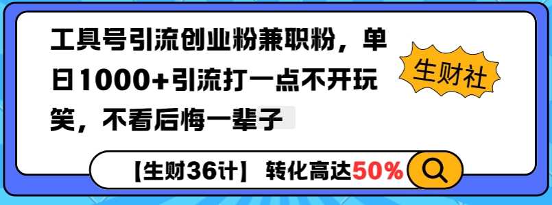 工具号引流创业粉兼职粉，单日1000+引流打一点不开玩笑，不看后悔一辈子【揭秘】-耐玩网创