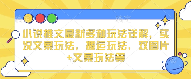 小说推文最新多种玩法详解，实况文案玩法，搬运玩法，双图片+文案玩法等-耐玩网创