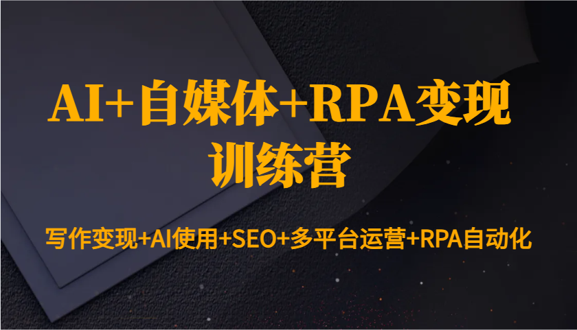 AI+自媒体+RPA变现训练营：写作变现+AI使用+SEO+多平台运营+RPA自动化-耐玩网创