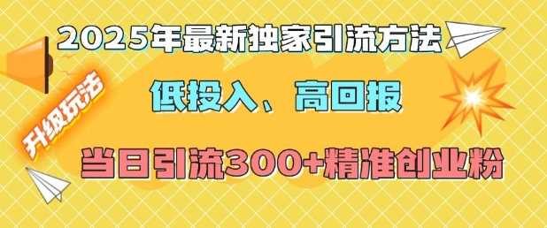 2025年最新独家引流方法，低投入高回报？当日引流300+精准创业粉-耐玩网创