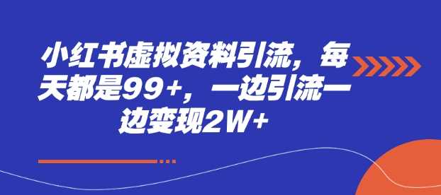小红书虚拟资料引流，每天都是99+，一边引流一边变现2W+-耐玩网创