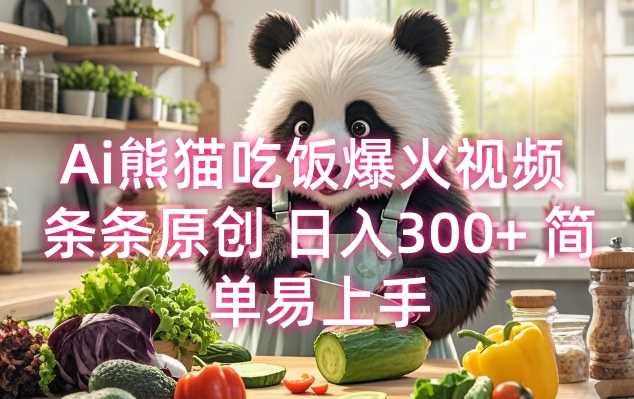 Ai熊猫吃饭爆火视频 条条原创 日入300+ 简单易上手-耐玩网创