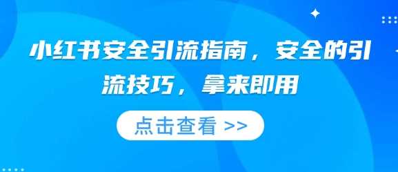 小红书安全引流指南，安全的引流技巧，拿来即用-耐玩网创