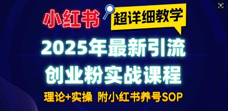 2025年最新小红书引流创业粉实战课程【超详细教学】小白轻松上手，月入1W+，附小红书养号SOP-耐玩网创