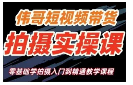 短视频带货拍摄实操课，零基础学拍摄入门到精通教学-耐玩网创