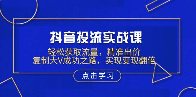 （13954期）抖音投流实战课，轻松获取流量，精准出价，复制大V成功之路，实现变现翻倍-耐玩网创