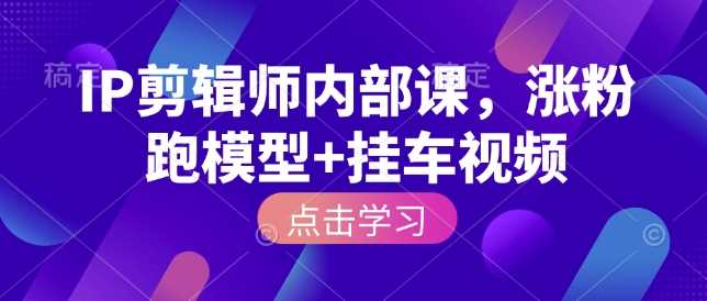 IP剪辑师内部课，涨粉跑模型+挂车视频-耐玩网创