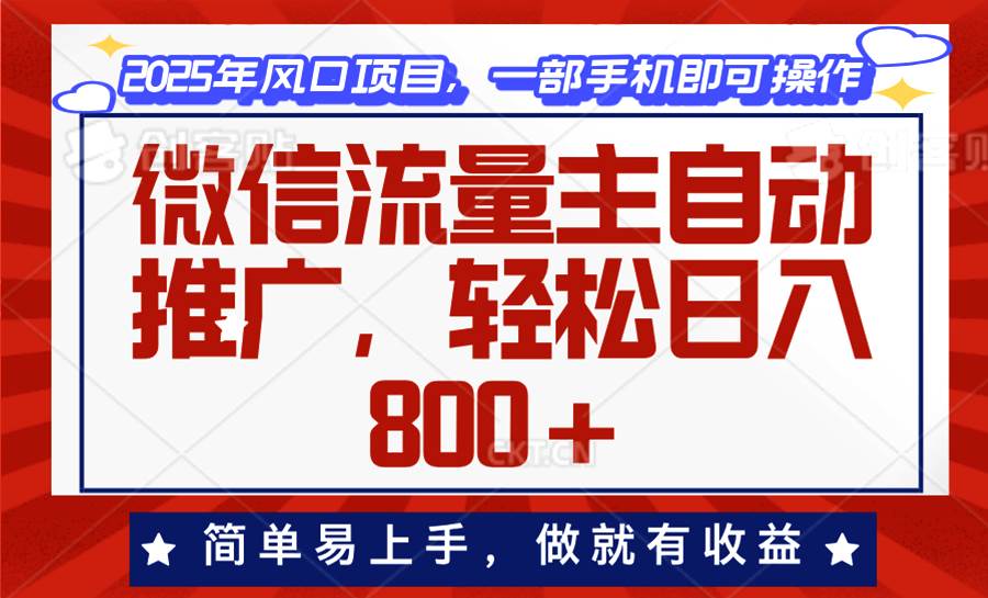（13993期）微信流量主自动推广，轻松日入800+，简单易上手，做就有收益。-耐玩网创