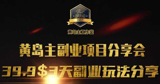 黄岛主副业分享会1期：3天3个副业玩法，速度上车-耐玩网创