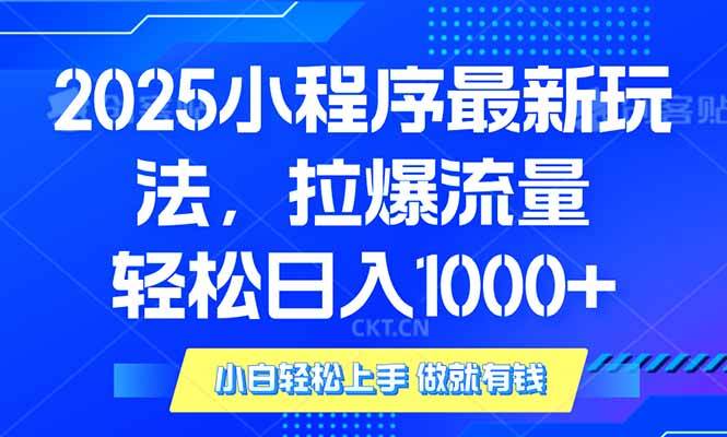 （14028期）2025年小程序最新玩法，流量直接拉爆，单日稳定变现1000+-耐玩网创