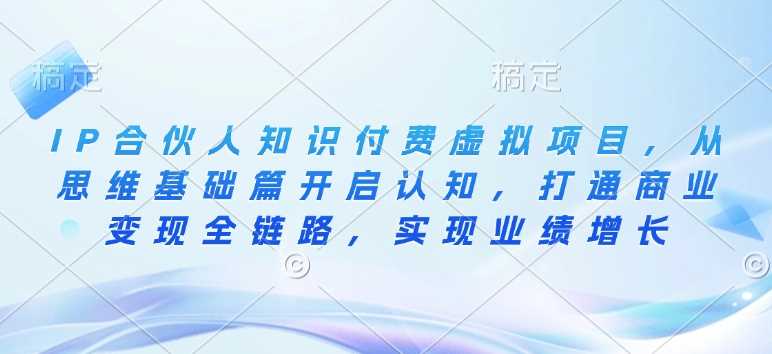 IP合伙人知识付费虚拟项目，从思维基础篇开启认知，打通商业变现全链路，实现业绩增长-耐玩网创