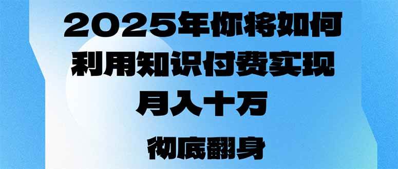 （14061期）2025年，你将如何利用知识付费实现月入十万，甚至年入百万？-耐玩网创