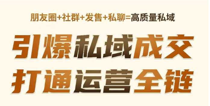 高成交私聊转化，引爆私域成交，打通运营全链-耐玩网创