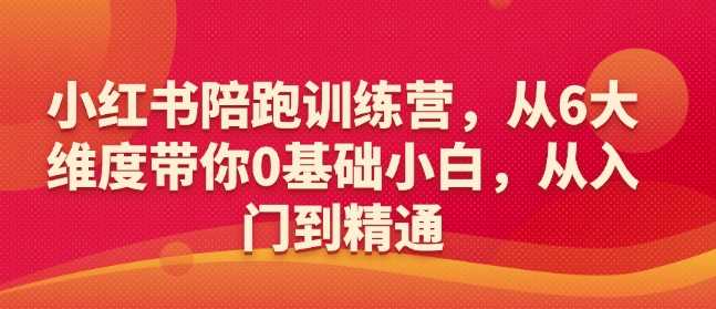 小红书陪跑训练营，从6大维度带你0基础小白，从入门到精通-耐玩网创