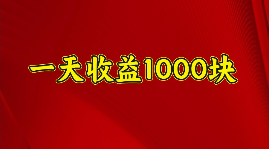 一天收益1000块，2025全网首发-耐玩网创